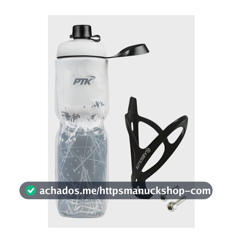 Garrafa Caramanhola Térmica P/ Bicicleta 700ml C/ Suporte Ab Cor Cold Branca