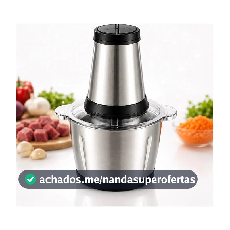 Processador De Alimentos Elétrico 2L Inox Moedor Picador 250w Multifuncional Cozinha