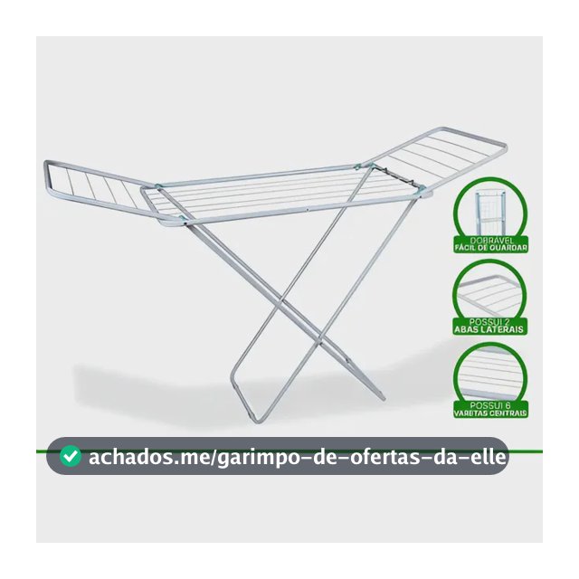Varal de chão reforçado com abas dobrável retrátil slim Mor branco
