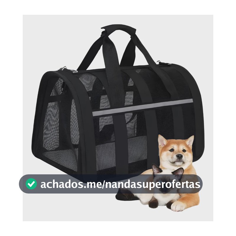 Bolsa Pet Cães E Gatos Avião Luxo Transporte Mala Viagem 5kg Preto