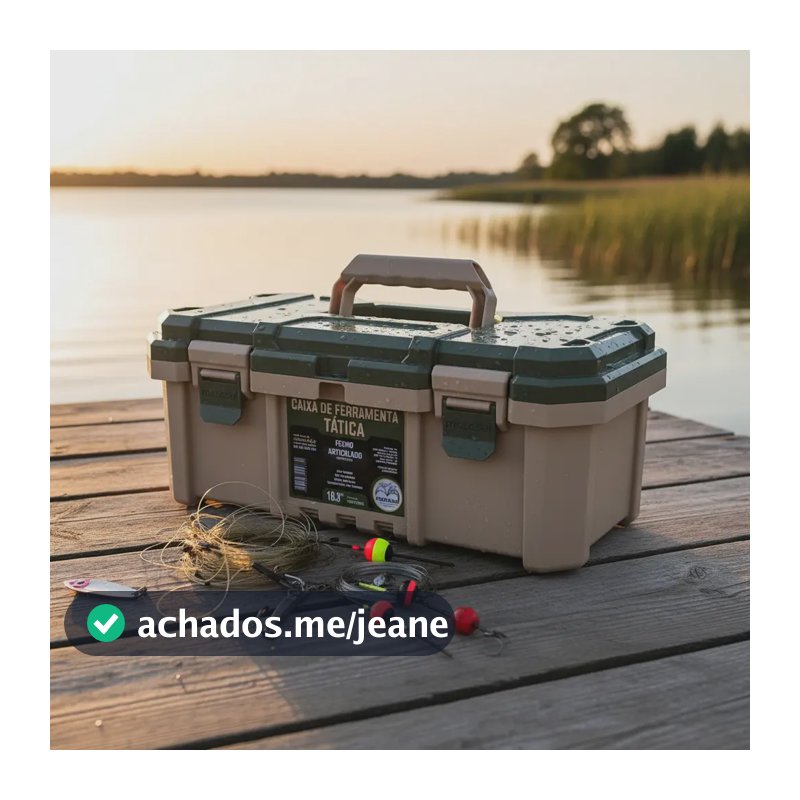 Caixa De Pesca Profissional Reforçada Tatica Grande Promoção Verde E Bege