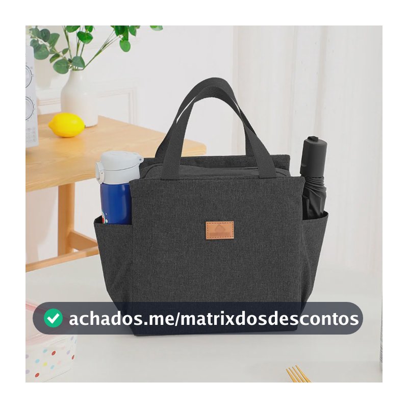 Bolsa Para Marmita Zíper Meimi Amores Preto Nylon Semi Impermeável