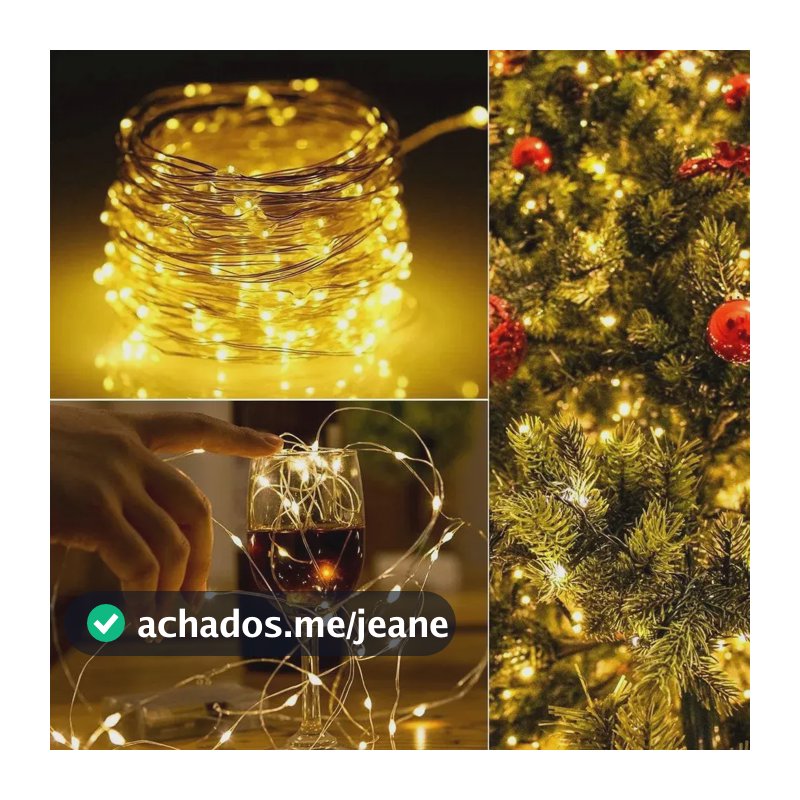 Cordão de LED Fio de Fada Luz Amarela 3m 30 Leds Transparente