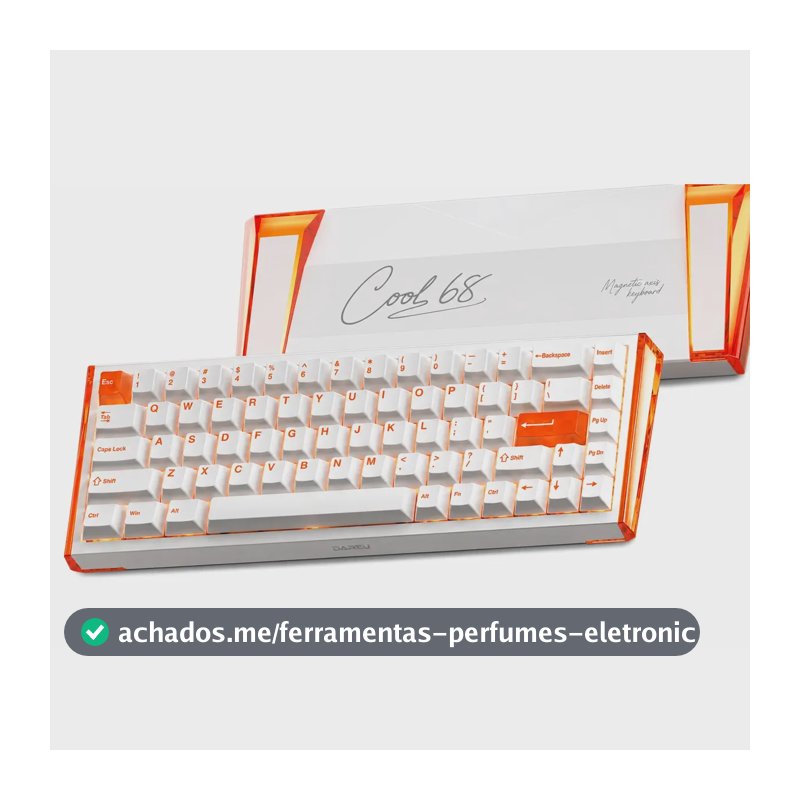 Teclado Gamer Magnético 8000hz Rapid Trigger 0,01mm Hot Swap Switch Shadow Blade Cool68 Led Rgb Dareu Blazing Orange