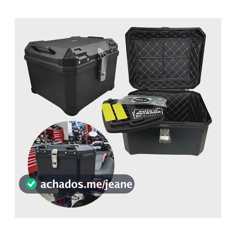 Baú Bauleto Moto 45 Litros Helt C/ Suporte Universal Preto