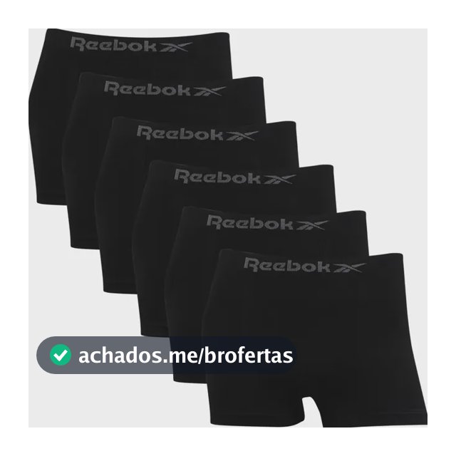 Kit 6 Cuecas Reebok Boxer Microfibra Classic Masculina