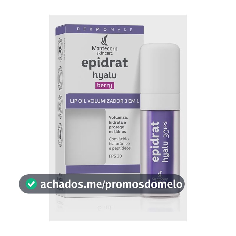 Lip Oil Labial Mantecorp Epidrat Hyalu Berry Volumizador com Ácido Hialurônico e FPS 30 16g