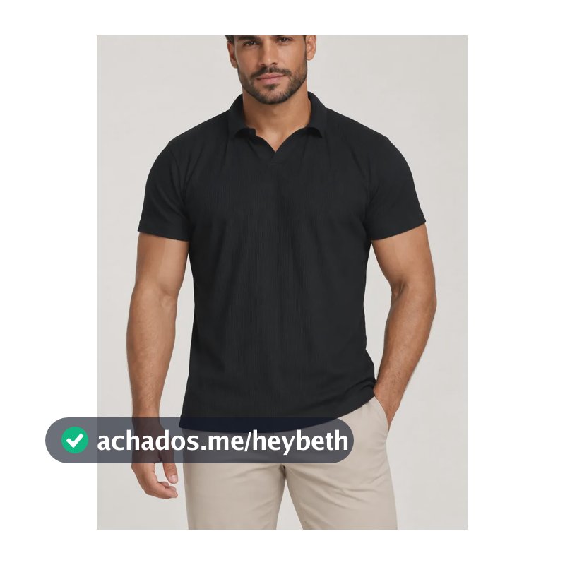 Camisa Gola Polo Texturizada Italiana Masculina Elegante Preto Gg Liso