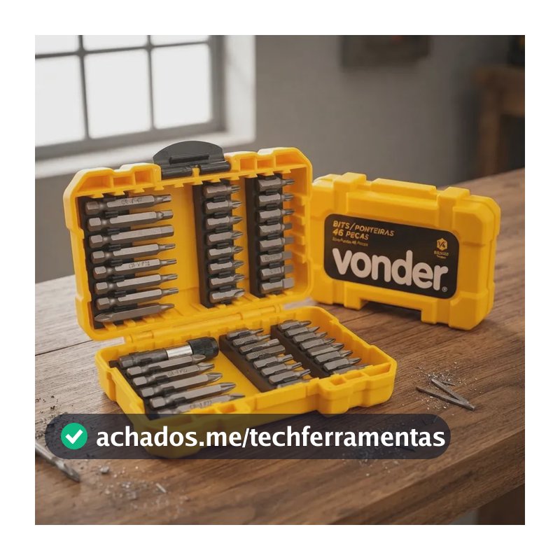 Jogo Kit Bits/ponteiras 46 Peças Encaixe Sextavado ¼ Vonder
