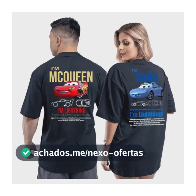 Kit Camiseta Casal Carros Mcqueen + Sally 100% Algodão