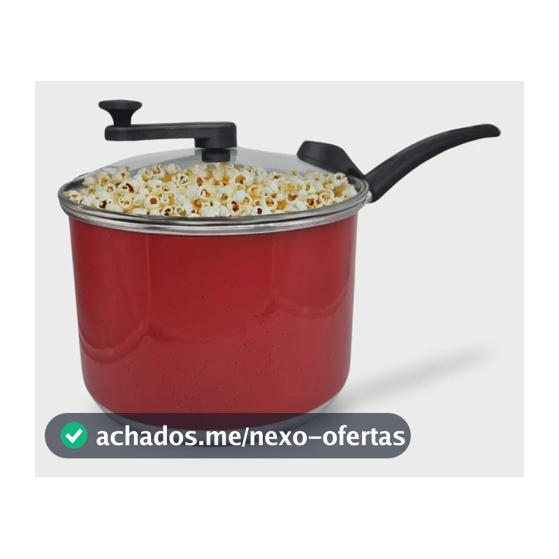 Panela Pipoca Pipoqueira N°20 Preto Liso Com Tampa De Vidro Cor Vermelho