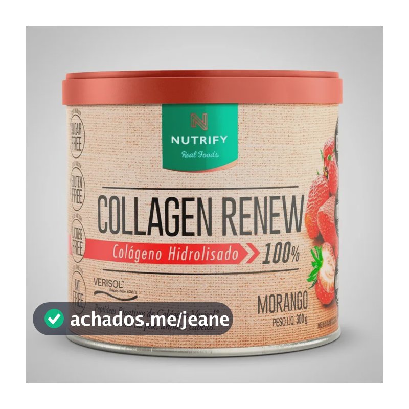 Colágeno Nutrify Renew em pó sabor Morango x 300g