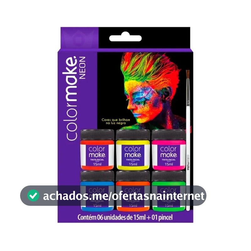 Tinta Facial Neon Fluorescente Liquida Com 6 Cores ColorMake
