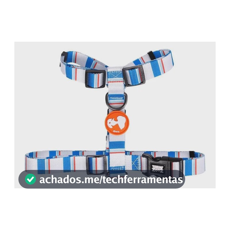 Coleira Peitoral Para Cachorro Pet Snoopy Stripeblueorange G