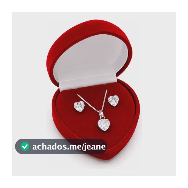 Conjunto Colar Brinco Prata 925 Coração Zircônia Feminino Prateado