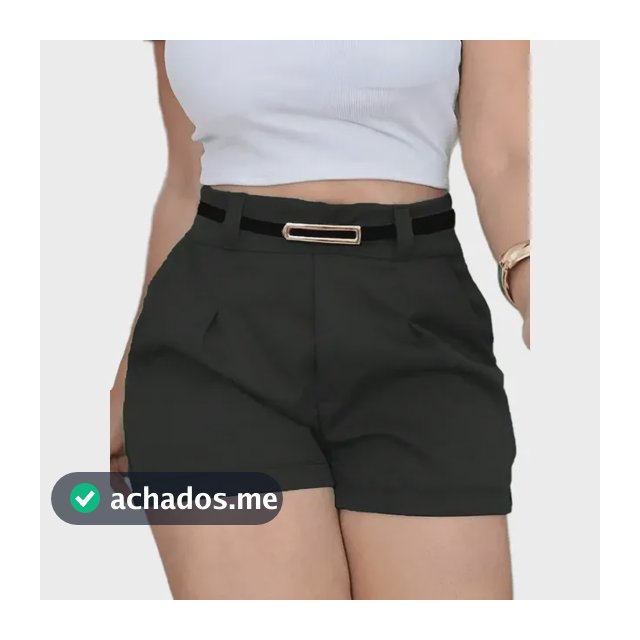 Short Feminino Social Cinto Alfaiataria Tendência Atual