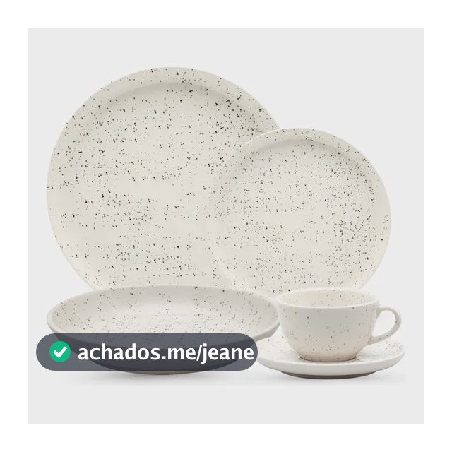 Aparelhos De Jantar E Chá Flat Chuvisco 20 Peças Off White E Preto Oxford