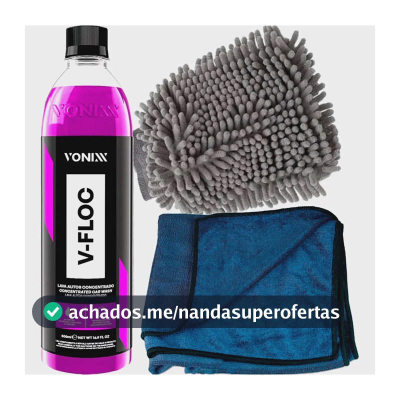 Shampoo V-floc Vonixx + Toalha Secagem + Luva Microfibra