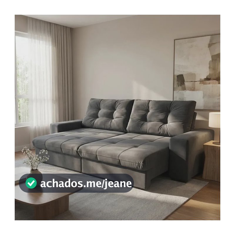 Sofá 3 Lugares Retrátil E Reclinável Biarritz Suede Grafi... Cor Cinza