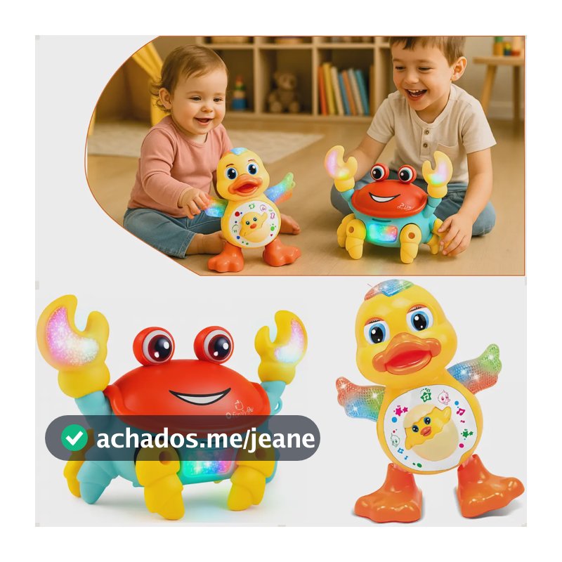 Kit Brinquedo Pato Dançarino E Caranguejo Fujão Infantil Som
