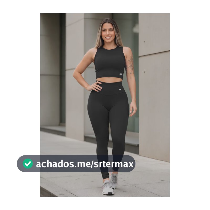 Conjunto Blackout Zero Transparência Legging E Cropped Suple Preto G