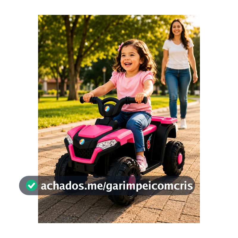 Quadriciclo Eletrico Rosa Bang Toys 6V com Musica e Carregador