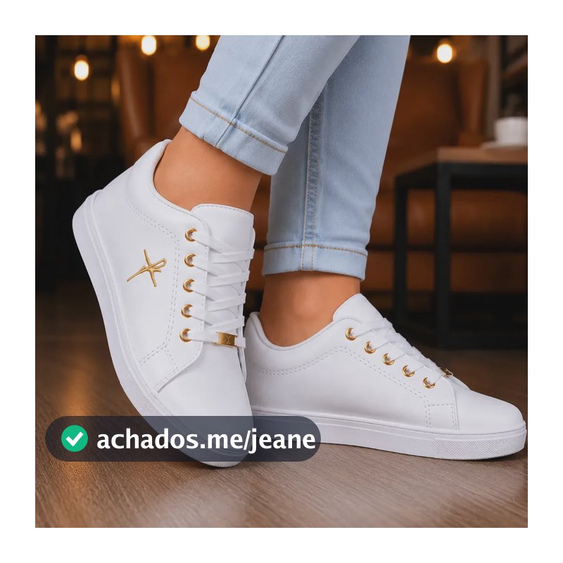 Tênis Feminino Branco Casual Sapatenis Leve Confortável Branco 36 Br