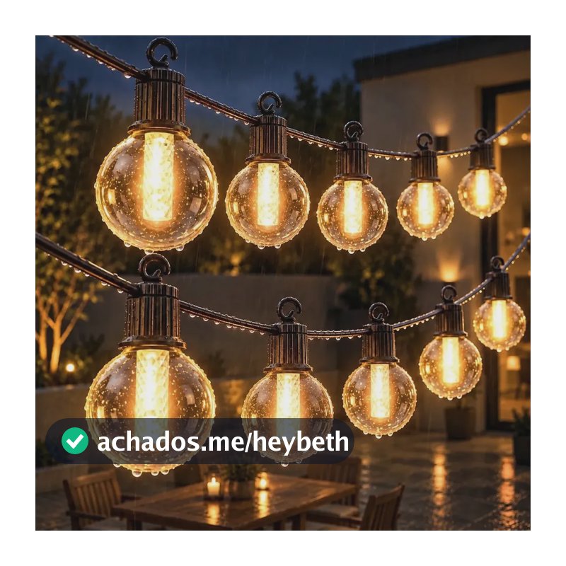 Varal De Luzes Natal Led 25m Externo Com 25 Lâmpadas Cordão Cores Quentes 127/220v