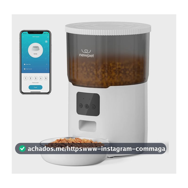 Comedouro Automático 4l Newpet Para Cães E Gatos Com Voz E App 127/220v Branco
