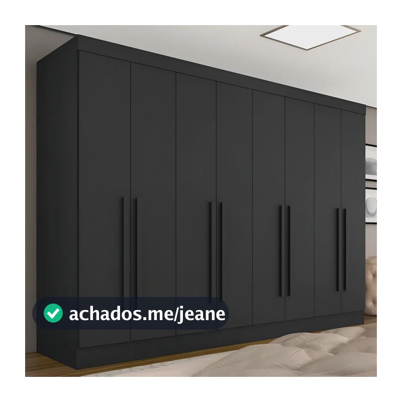 Guarda Roupa Casal Mayra 8 Portas Preto Fosco Cor Preto-fosco