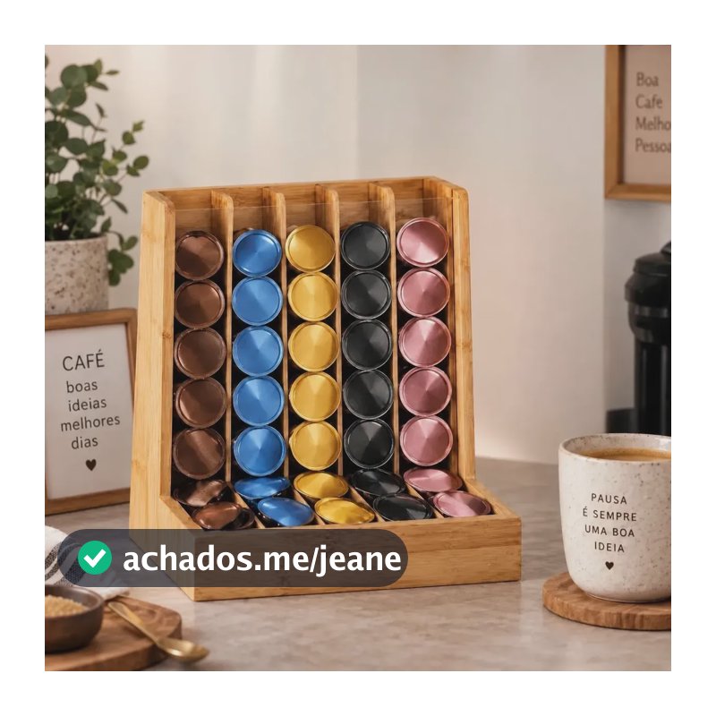 Porta Cápsulas Café Bambu Suporte Organizador Cappuccino Bambu Natural