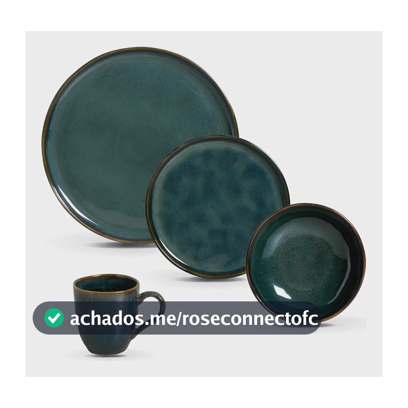 Aparelho de Jantar 16 Peças Azul Stoneware Porto Brasil Apto Lava-louças