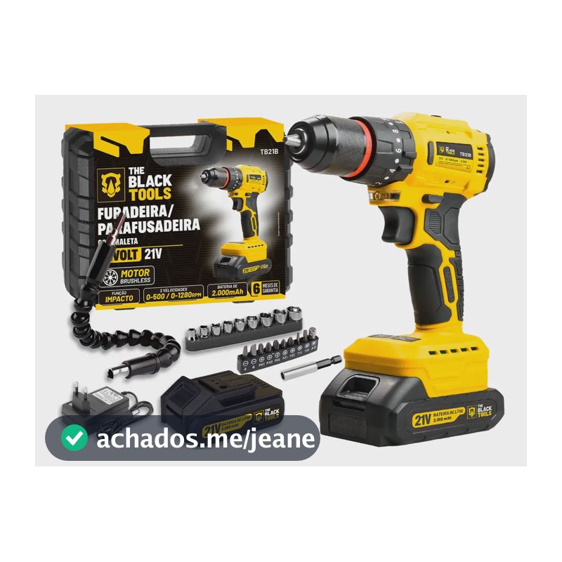 Furadeira Parafusadeira A Bateria 21v C/ Maleta E Acessórios Amarelo 127/220v