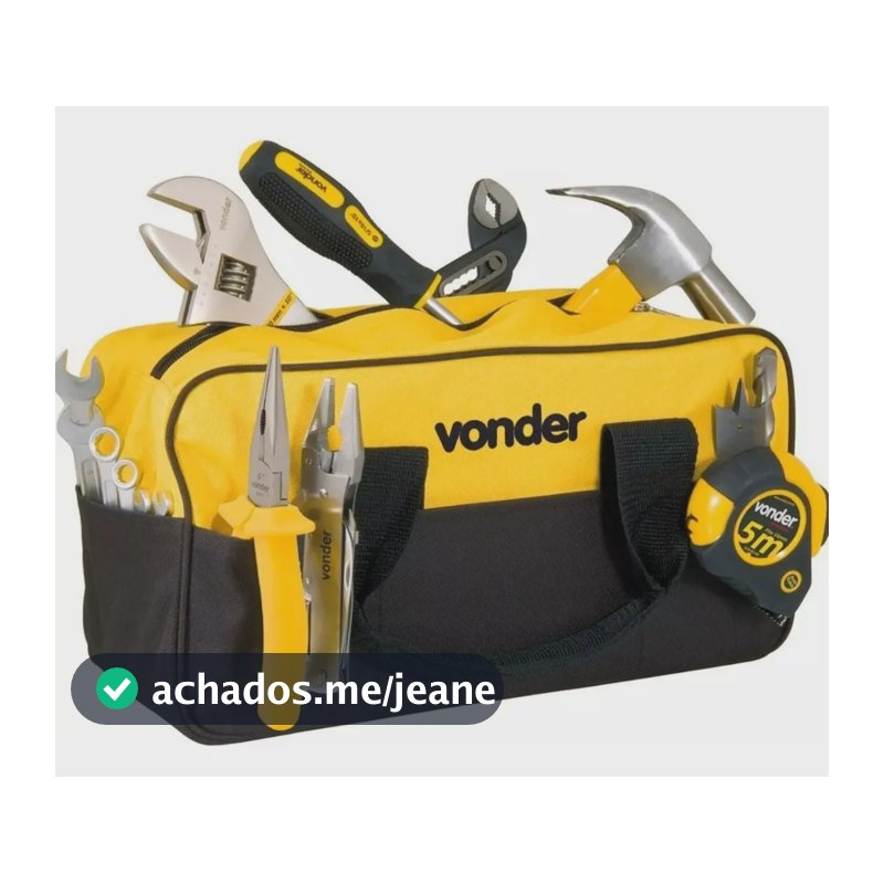 Bolsa Maleta Ferramentas Em Lona Com 8 Divisões Externas Cor Preto - amarelo Vonder
