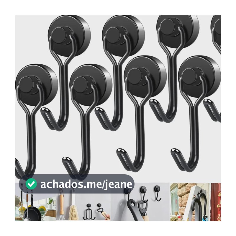 Ganchos Magnéticos Fortes Para Pendurar Kit 10 Preto