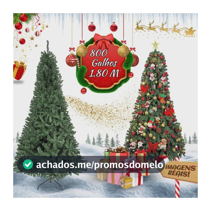 Árvore De Natal Pinheiro Canadense Luxo 1,80m 800 Galhos Tradicional Verde Imperial Premium Grande Cheia LuvinCo