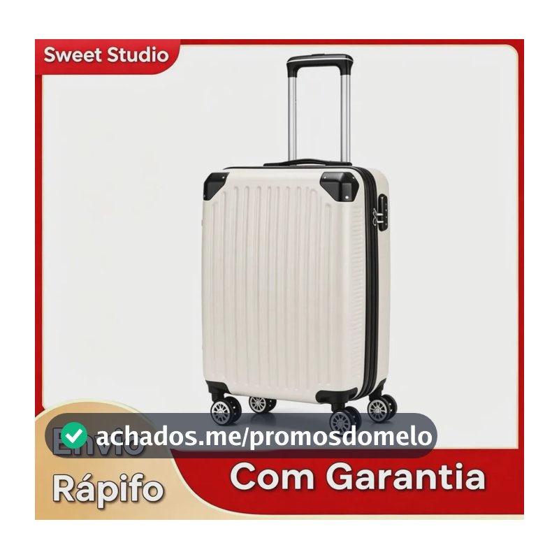 Mala de Bordo Rígida Sweet Studio Bege em ABS com Rodas Duplas 360° para Viagem