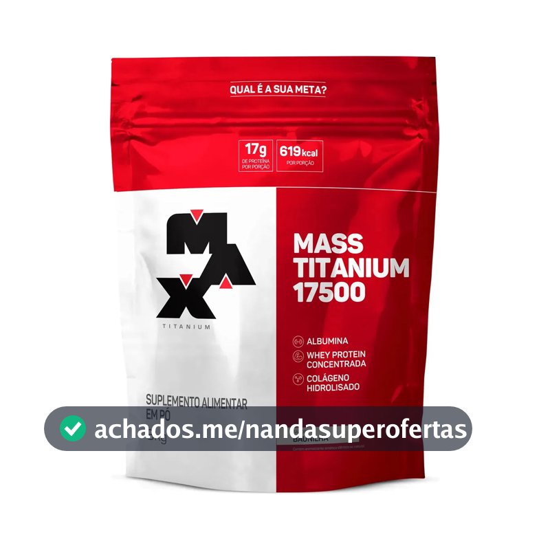 Suplemento em pó Max Titanium Mass Titanium Refil 17500 Carboidratos sabor Baunilha x 3kg