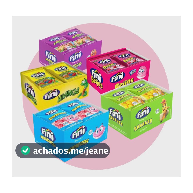 Kit Fini 5 Caixas com 60 un de Fini Bala de Gelatina Mini Fini Sortidos 15g Para Lembrancinha - Minhocas, Beijos, Dentaduras, Banana