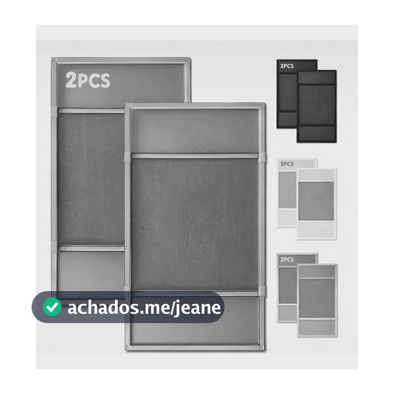 Tela Mosquiteira Alumínio Janela 2 Kit Regulável 5070-134cm Cinza