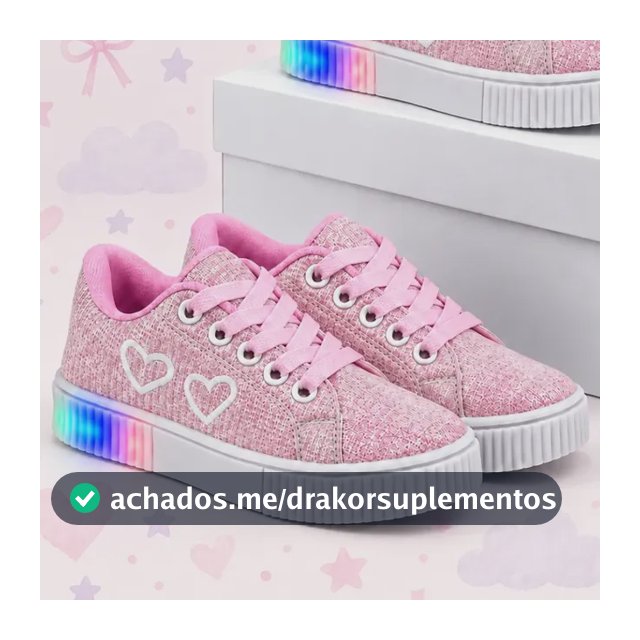 Kit 2 Pares Tênis Infantil Menina Led Cadarço Conforto 26-33