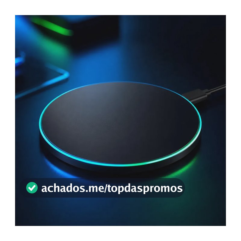 Carregador Turbo Rápida 20w Com LED Preto Base Wireless Universal Para Celular iPhone Samsung Xiaomi Android Turbo Compacto Mesa Pitia