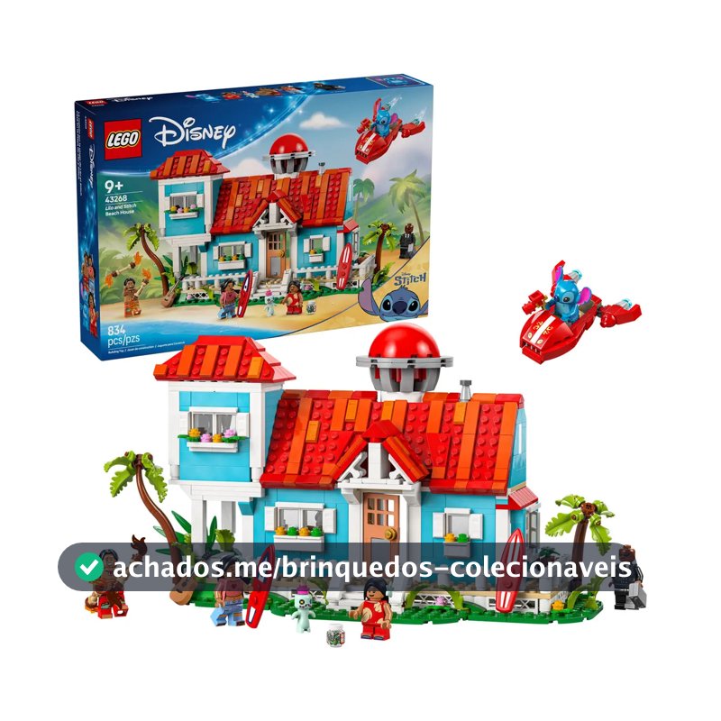 LEGO® | Disney Beach House of Lilo and Stitch 43268; inclui 5 personagens do filme: David, Lilo, Mr. Bubbles, Nani e Stitch