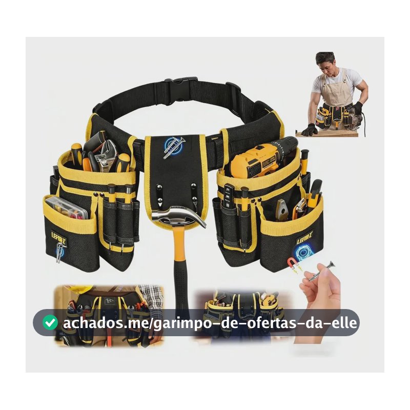 Cinturão Carpinteiro Pedreiro Eletricista Bolsa Multifuncion Amarelo