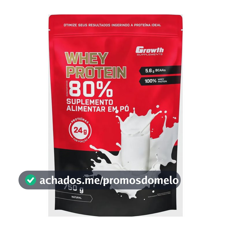 Whey Concentrado 750g Growth Supplements - Variados Sabores Natural