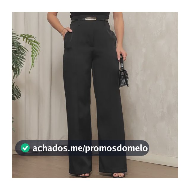Calça Feminina Social Pantalona Com Cinto Para Trabalhar