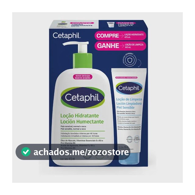 Kit Cetaphil Loção Hidratante 473ml + Loção de Limpeza 100ml - Hidratação 48h Corporal e Facial para Pele Sensível, Normal a Seca