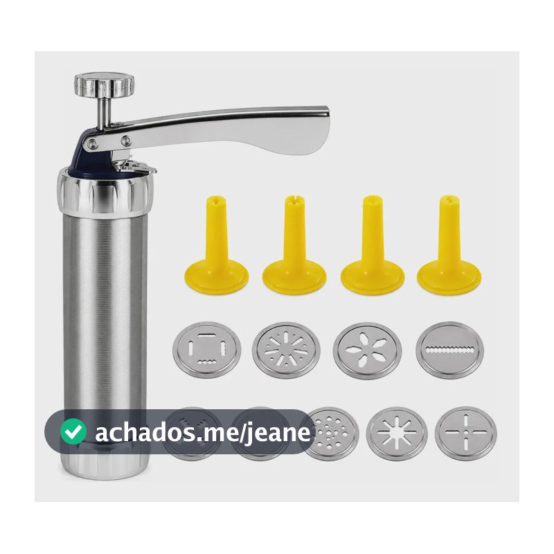 Maquina Biscoiteira De Fazer Bolacha Biscoito Com Molde Inox Prateado