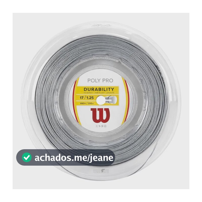 Rolo De Corda Wilson Poly Pro 125 200m Gauge 17 Cinza 1.25 Mm Cinza