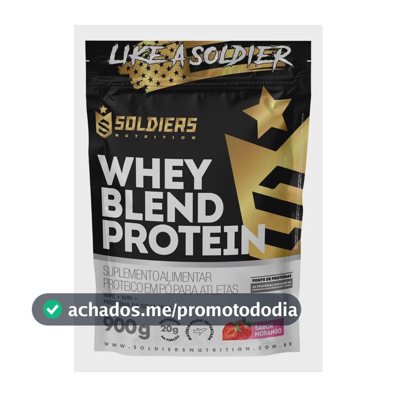 Whey Blend Protein Concentrado e Isolado 900g Sabor Morango Soldiers Nutrition
